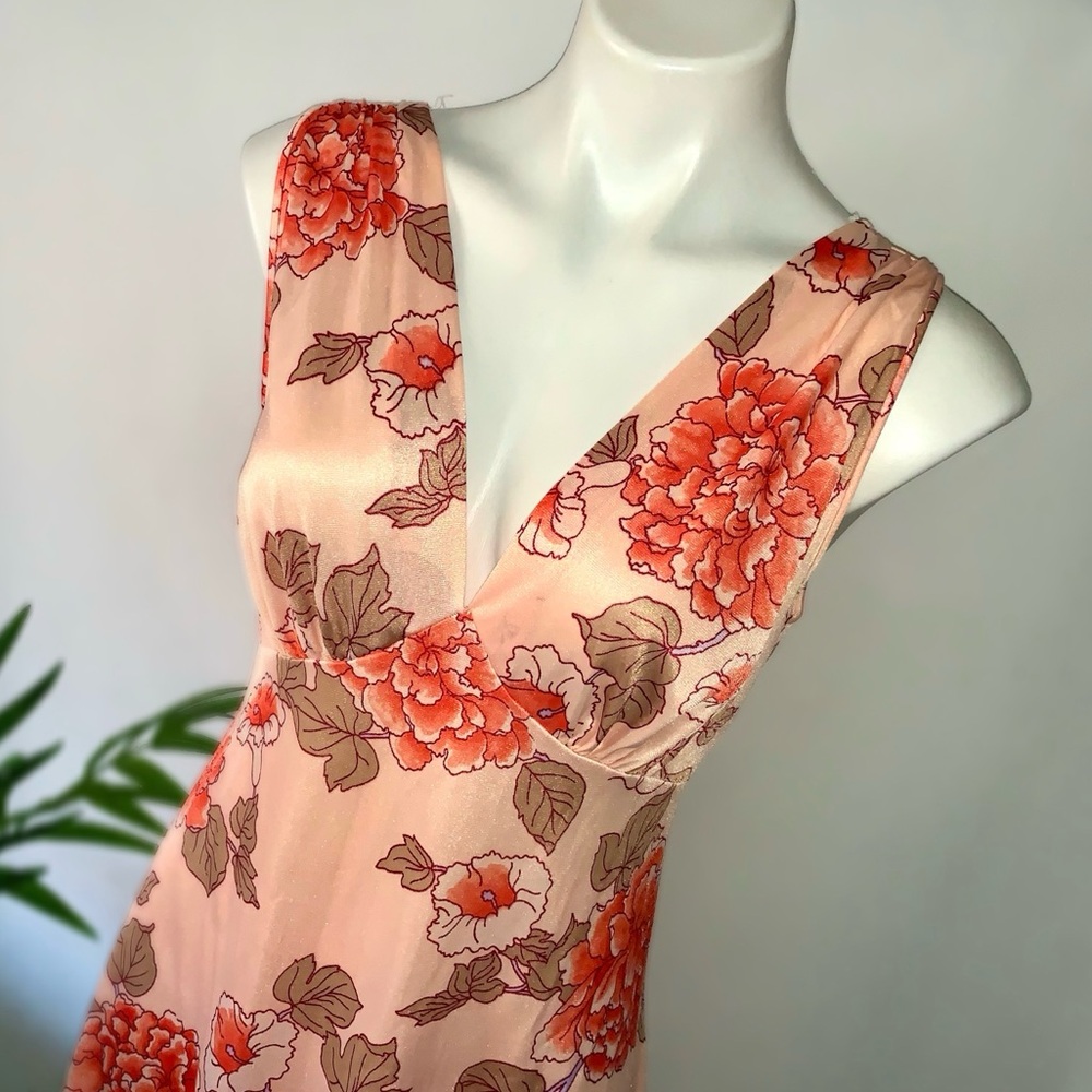 v i n t a g e :: Set Floral Long Satin Nylon Peignoir Slip Dress Robe - Picture 2 of 16